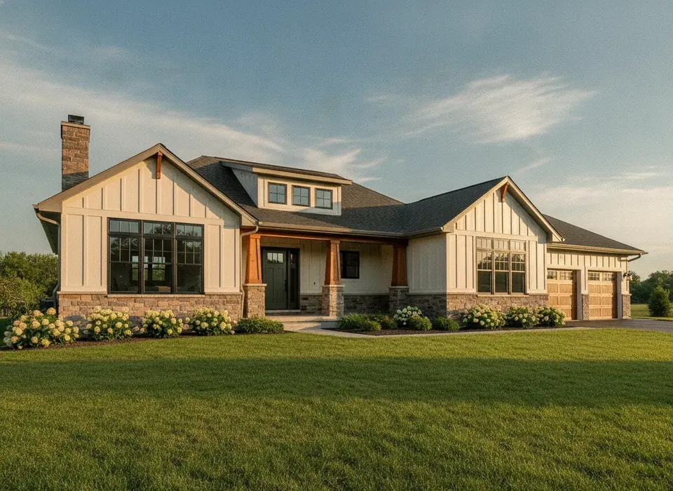 Black fiberglass windows on a newer suburban home